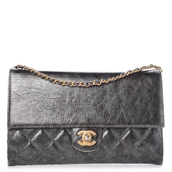 CHANEL Handbags - {CHANEL} Cracked Metallic Clutch / Crossbody Bag